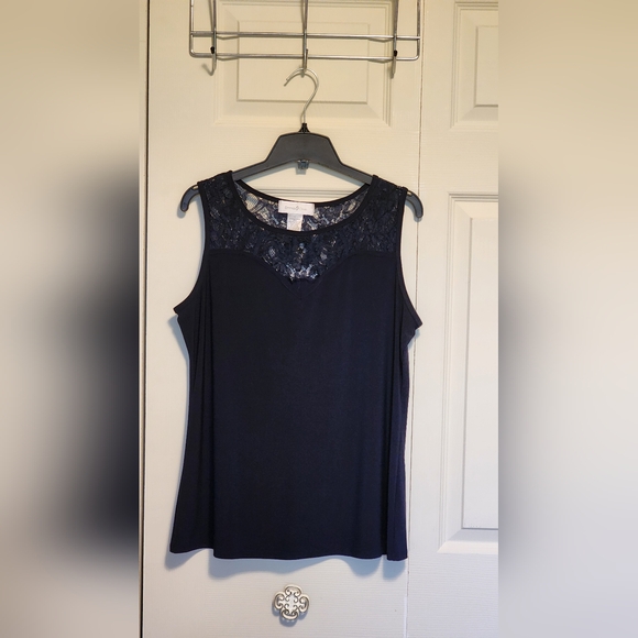 Emma&Olive Dressy Sleeveless Top with Delicate Lace Detail - Picture 1 of 5